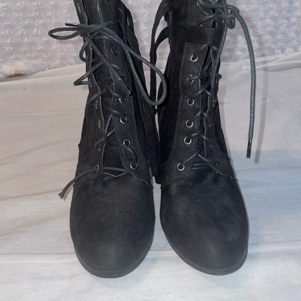 Wild Dive Women's Size 10 Just Fab Ankle Booties Lace up Buckles Faux Suede - Picture 11 of 12